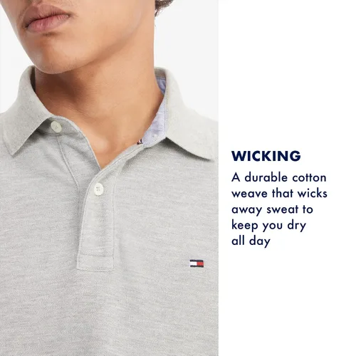 Vista 5 de Tommy Hilfiger Men's Short Sleeve Moisture Wicking Stretch Polo Shirt with Quick Dry + UV Protection