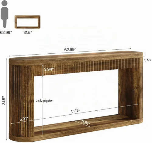 Vista 2 de Tribesigns Mesa consola de 63 pulgadas para entrada, mesa de sofá de madera estrecha detrás del sofá para entrada, pasillo, vestíbulo, puerta