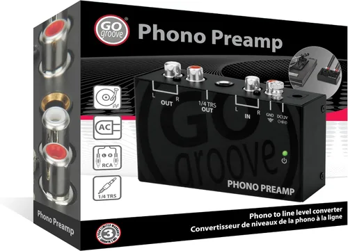 Vista 9 de GOgroove Preamplificador de preamplificador de mini tocadiscos con adaptador de CC de 12 voltios, entrada RCA para reproductor de discos de vinilo