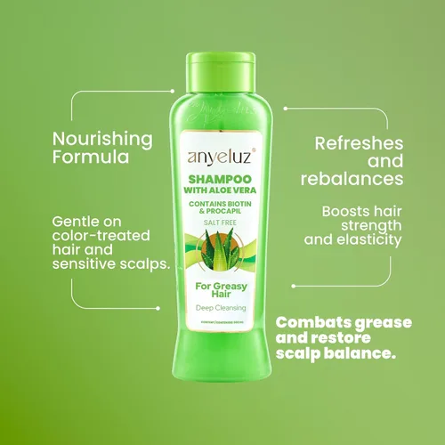 Vista 8 de ANYELUZ Champú capilar de aloe vera, limpiador de cuero cabelludo de limpieza profunda, fórmula de fortalecimiento de biotina, control de grasa