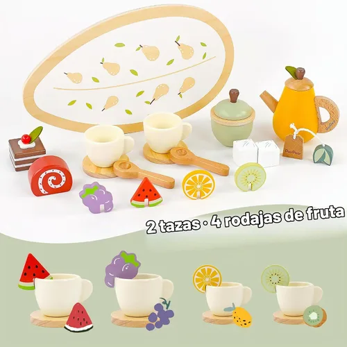 Vista 2 de PairPear Juego de té para niños pequeños de 3 a 5 años, juego de té