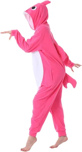 Vista 5 de dressfan - Pijama disfraz de caricatura tiburón gris, unisex, para adultos, niños, adolescentes, mujeres y hombres
