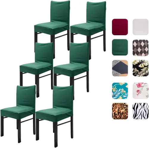 Vista 10 de Juego de 4 fundas para sillas de comedor, fundas elásticas de elastano para sillas, fundas protectoras para sillas Parsons, fundas extraíbles