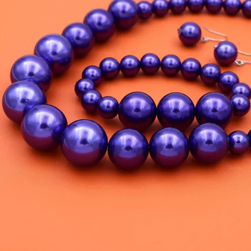 Vista 3 de Conjunto de collar y aretes de perlas de imitación grandes para mujer, joyería de perlas grandes