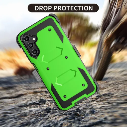 Vista 2 de Funda para Galaxy A14 5G, para Samsung A14 5G, protector de pantalla integrado con soporte para cinturón, funda de cuerpo completo, grado militar