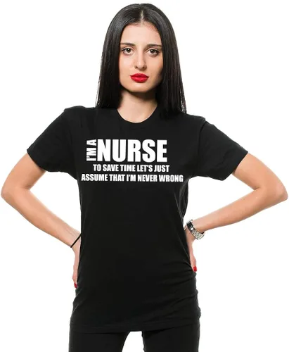 Vista 2 de Camiseta de enfermera divertida RN Nursing Novelty Tee