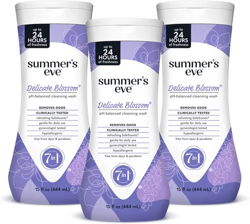 Vista 11 de Summer's Eve Delicate Blossom - Jabón corporal femenino diario para todo el cuerpo, pH balanceado para mujeres, elimina el olor vaginal y refresca