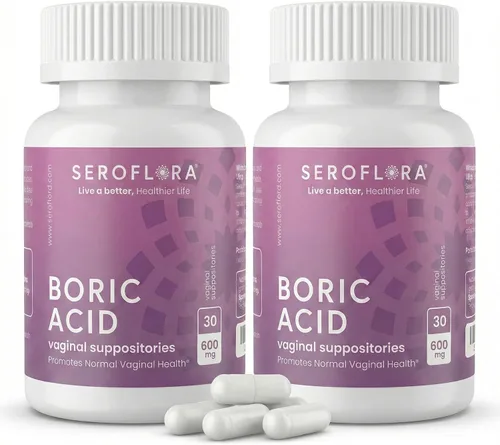 Vista 8 de Seroflora Cápsulas femeninas de ácido bórico de 600 mg, soporte de pH femenino, frescura íntima para mujeres, cápsulas de disolución rápida