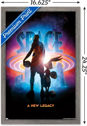 Vista 3 de Trends International Space Jam: A New Legacy - Póster de pared de teaser, 22.4 pulgadas de largo x 14.7 pulgadas, versión enmarcada en madera