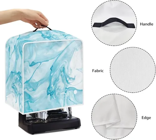 Vista 107 de Funda para cafetera, poliéster, azul, se adapta a la mayoría de máquinas de café estándar, protector resistente al polvo, huellas dactilares Playa