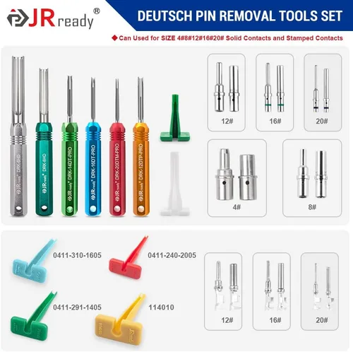 Vista 11 de JRready ST5257-PRO Kit de Herramientas de Conector Deutsch para Contactos Sólidos/Estampados 4#8#16#12#20# 6-22 AWG, con Herramienta de Extracción