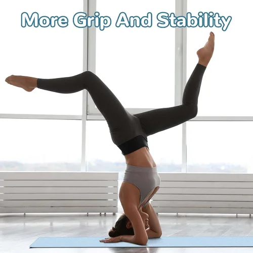 Vista 6 de Peryiter Pack de 2 toallas de yoga caliente de 72 x 24" con puntos de agarre, toallas de fibra adhesiva antideslizantes para yoga caliente, cubierta