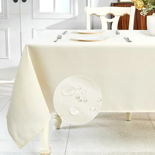 Vista 21 de IVAPUPU Mantel de Lino Texturizado para Mesa Rectangular - Mantel de Tela Impermeable Rectangular Sin Arrugas Limpiable Cubierta de Comedor