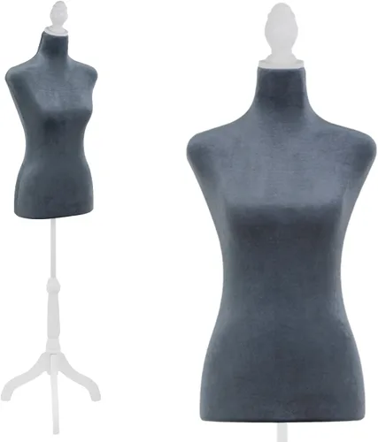 Vista 16 de Maniquí femenino con forma de vestido, torso de modelo de ropa, cuerpo de maniquí para exhibición, soporte de trípode ajustable de 53-67 pulgadas