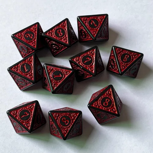 Vista 5 de Juego de 10 dados de 8 caras de 8 caras, suministros de fiesta, dados poliédricos acrílicos D8, dados de 0.59 pulgadas para fiesta, bar, juego