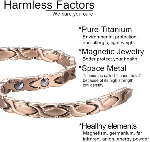 Vista 3 de 38 Elegante pulsera magnética de titanio para mujer, germanio y funciones magnéticas, con herramienta de eliminación de eslabones