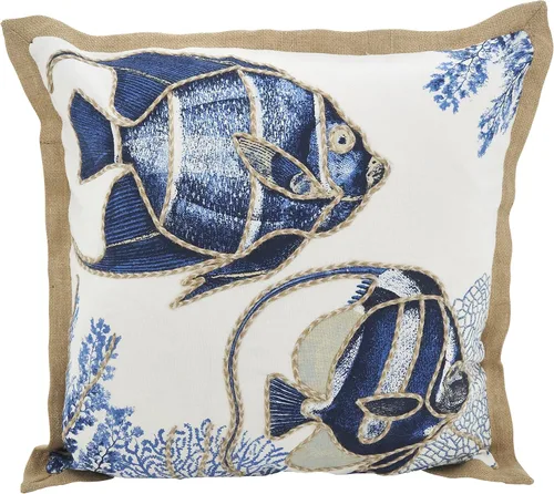 Vista 8 de SARO LIFESTYLE Neptunian Collection - Almohada de algodón, 20 pulgadas, tortuga marina