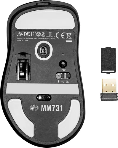 Vista 17 de Cooler Master MM731 - Ratón inalámbrico para juegos negro, ajustable de 19,000 DPI, palma, agarre de garra, 2.4 GHzBluetooth, sensor óptico PixArt