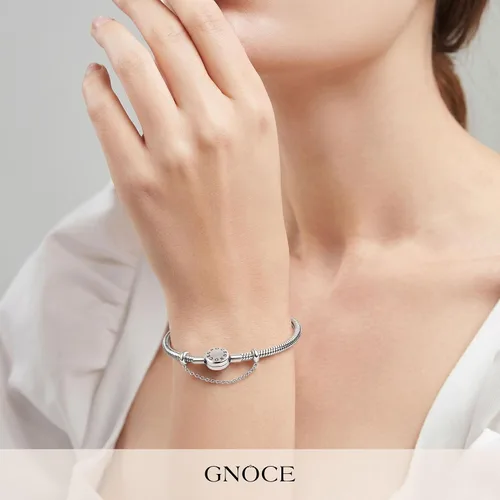 Vista 2 de GNOCE Pulsera de cadena de serpiente de acero inoxidable con regalo de seguridad para mujer 6.3 in