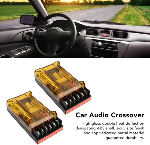 Vista 2 de Altavoz de audio para automóvil, 1 par de crossover de audio para automóvil de 2 vías, línea razonable de sobrecorriente universal para vehículo