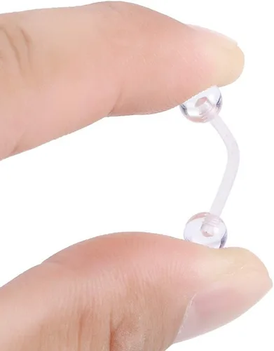Vista 7 de Oveta Clear Piercing Retainers Flexible Bioflex 14G 16G 20G Navel Belly Button Ring Lip Labret Eyebrow Tongue Barbells Cartilage Tragus Earrings