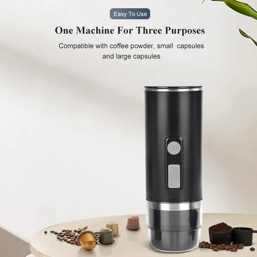 Vista 3 de ZJchao Cafetera portátil, 2 en 1, máquina de café universal totalmente automática, cafetera de café con cable de carga tipo C para oficina, camping