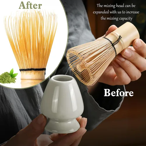 Vista 3 de Juego de 6 batidores de matcha, kit de herramientas de fabricación de matcha ceremonial japonés para batidor de bambú, cuchara de matcha, cuchara