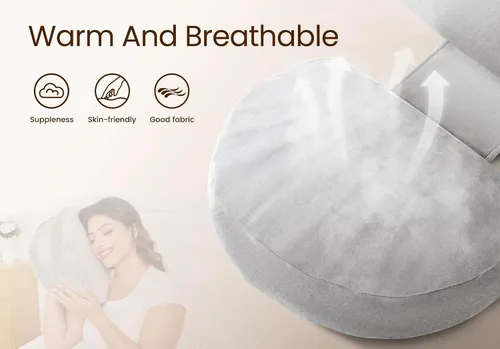 Vista 3 de Almohada de embarazo para dormir con espuma viscoelástica para dormir de lado, almohada de maternidad con soporte para la espalda, el vientre