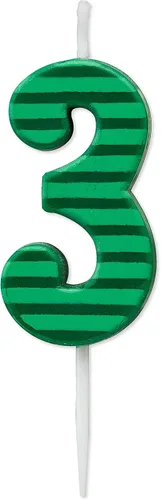 Vista 13 de Papyrus Vela de cumpleaños número 0, rayas verdes (1 unidad)