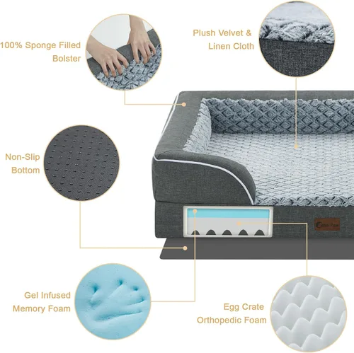 Vista 65 de Camas ortopédicas para perros grandes, cama de espuma viscoelástica impermeable para mascotas grandes con lados 89x56 cm, sofá para perros grandes