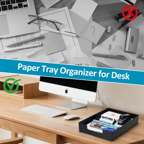 Vista 5 de Bandeja de cartas, bandeja organizadora de escritorio, bandeja organizadora de papel de plástico A4 para escritorio, bandeja de entrada rectangular