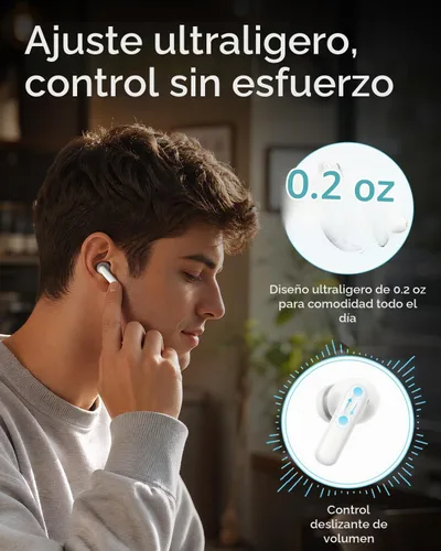 Vista 7 de OPPO Enco Air5 Pro - Audífonos inalámbricos verdaderos, Bluetooth 6.0 estéreo con cancelación activa de ruido de 55 dB, llamada clara AI de triple