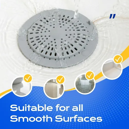 Vista 5 de VLM Paquete de 2 coladores de pelo de silicona para desagüe de ducha Gris Estilo Clásico
