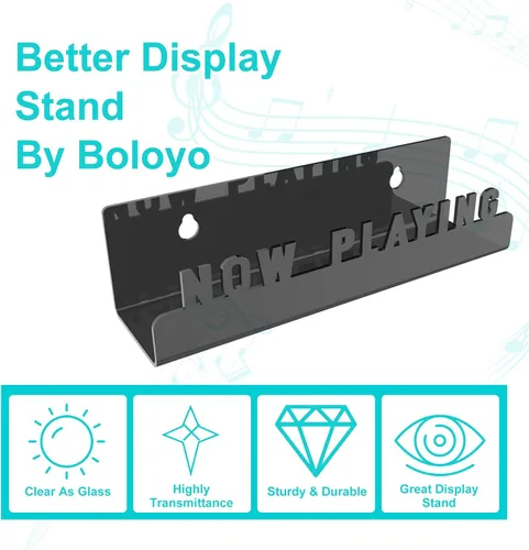 Vista 5 de Boloyo Soporte de pared para discos de vinilo, estante flotante acrílico para discos LP (negro)