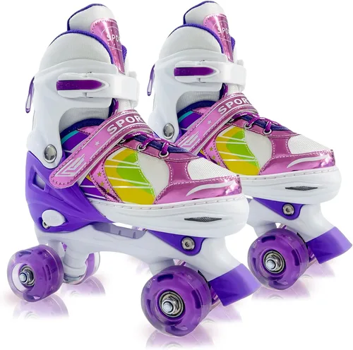Vista 10 de Adjustable Kids Roller Skates for Girls and Boys Ages 3-5 5-8 8-12, All 8 Wheels of Girl's Skates Shine, Safe and Fun Illuminating for Outdoor
