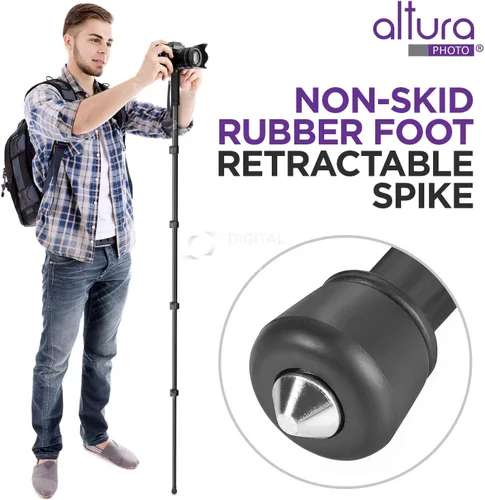 Vista 2 de Altura Photo Monopod para cámara de 62 pulgadas, soporte resistente para cámaras Canon, Nikon, Sony sin espejo y DSLR - Fotografía constante, ligera