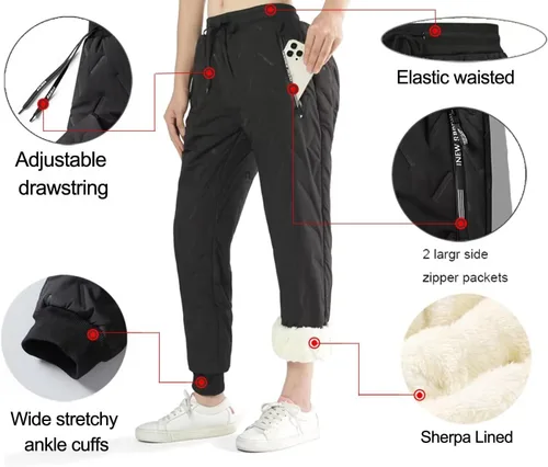 Vista 2 de Women's Winter Warm Pants Fleece Ski Snow Pants Sherpa Lined Thermal