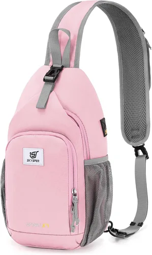 Vista 10 de SKYSPER - Mochila cruzada con bloqueo RFID, mochila de bandolera, mochila para el hombro y el pecho, mochila de viaje y senderismo, para mujeres