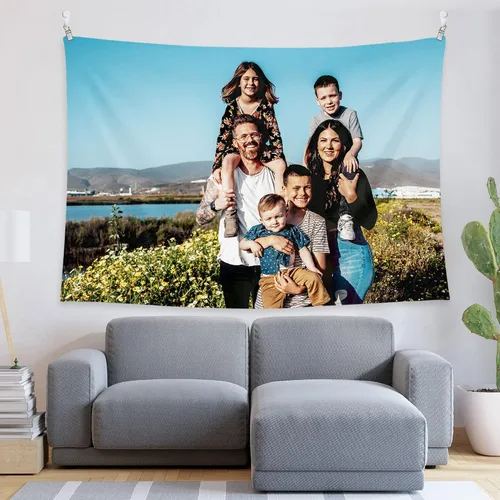 Vista 7 de BLINGPAINTING Tapiz personalizado para cargar imágenes personalizables, telón de fondo personalizado, crea tu propio tapiz para colgar en la pared