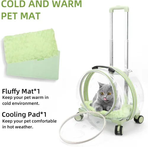 Vista 4 de Transportador transparente y completamente transpirable rígido para gatos con ruedas giratorias para perros, gatos, múltiples opciones