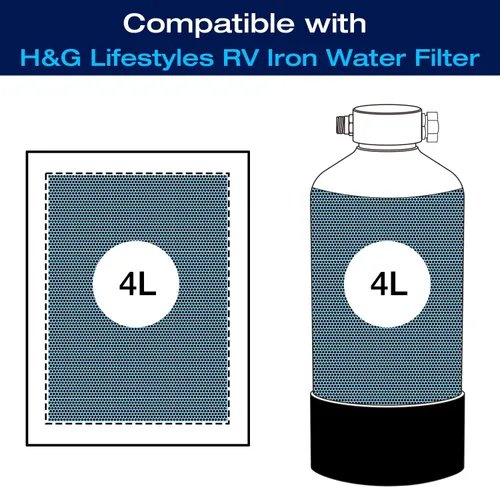 Vista 3 de H&G Lifestyles Resina de eliminación de hierro de 4L para filtro de agua con hierro, repuesto de cartucho de filtro de resina de intercambio iónico