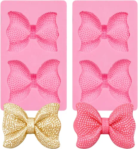 Vista 10 de Molde de lazo de silicona, 2 paquetes de moldes de silicona para pastel de chocolate, decoración de cupcakes, pasta de goma de mascar 2 paquetes