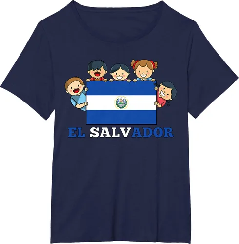 Vista 20 de Camiseta salvadoreña del Mes de la Herencia Hispana con la bandera de El Salvador para niños, Negro