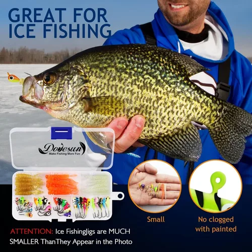 Vista 6 de Kit de Pesca Dovesun Señuelos de Pesca en Hielo Plantillas de Pesca en Hielo Señuelos de Pesca en Hielo para Lucios Señuelos de Crappie 135