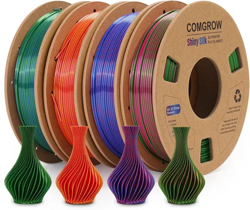 Vista 21 de Comgrow - Filamento para impresora 3D de seda PLA, color dual 2 en 1 negro y verde, filamento PLA para impresión 3D de 1.75mm, precisión dimensional