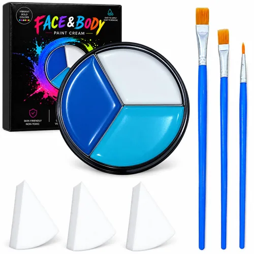 Vista 24 de Paleta de pintura corporal de cara azul Maquillaje de Halloween Kit de Maquillaje H Blue