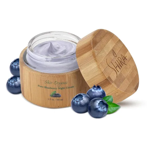 Vista 8 de Shira Shir Organic Blueberry Night Cream para pieles nutritivas, sin arrugas, radiante. Crema facial hidratante con fórmula antienvejecimiento que