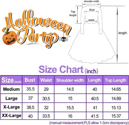 Vista 6 de Vestidos de Halloween para mujer de manga larga vestido de cóctel swing esqueleto calabaza impreso fiesta de disfraces disfraz para fiesta