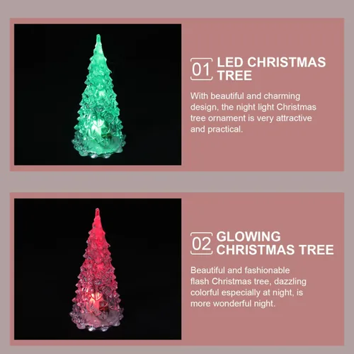 Vista 6 de Uonlytech 4 piezas de mini árbol de Navidad iluminado LED acrílico de Navidad cambiante árbol de Navidad de mesa para decoración de centros de mesa