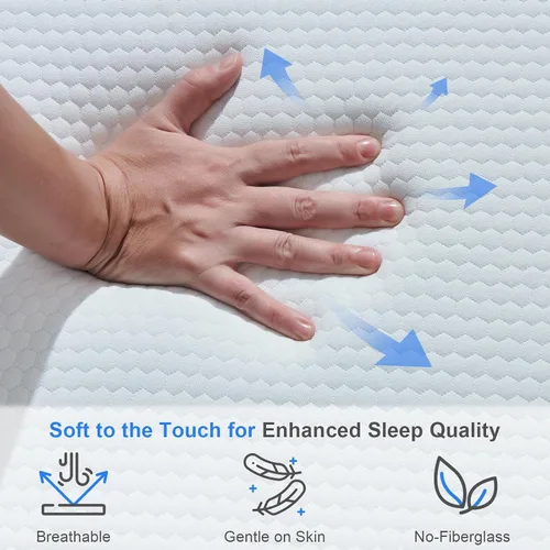 Vista 5 de Colchón de espuma viscoelástica de gel refrescante de 8 pulgadas, tamaño individual, firmeza media, funda extraíble, colchón en una caja para mayor